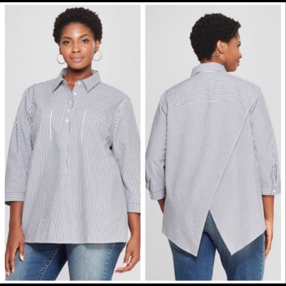 Ava & Viv Pin Stripe Blouse